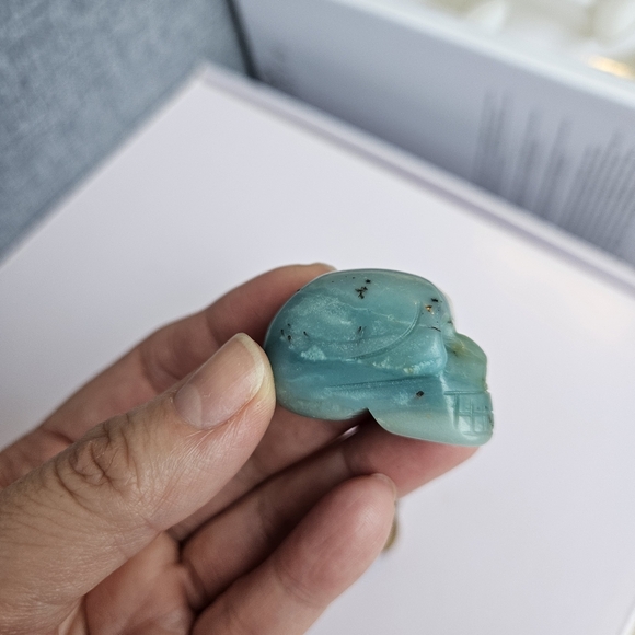 Mini skulls crystal set Amazonite agate clear quartz - Picture 12 of 14